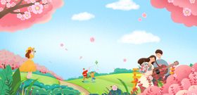 春日浪漫花海中的温馨场景