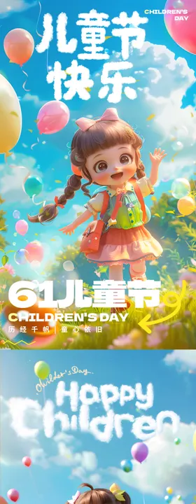六一儿童节海报卡通玩具梦想趣