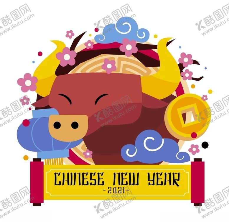 编号：64486404221154147928【酷图网】源文件下载-牛新年展板背景