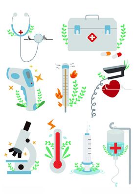 矢量卡通医疗用品插画素材