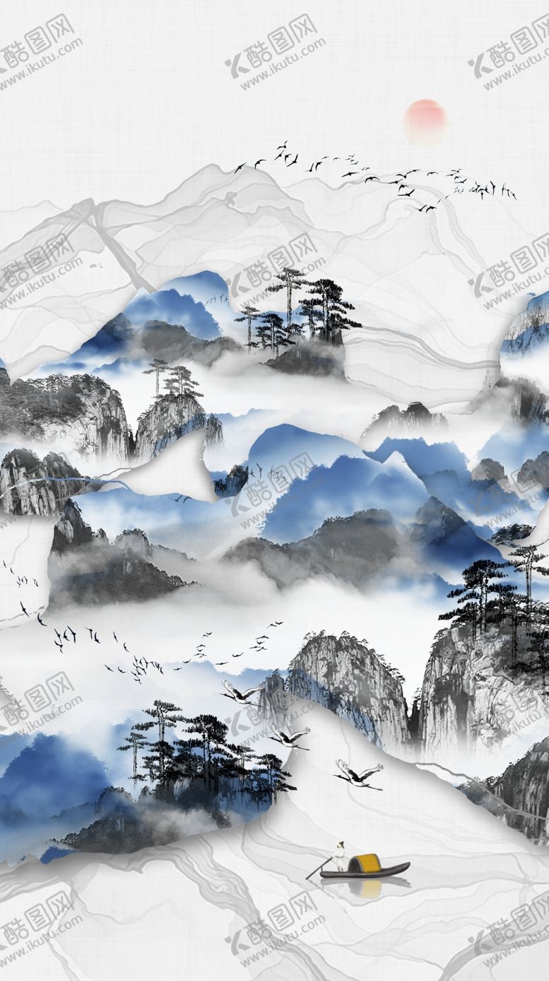编号：63409209210207411443【酷图网】源文件下载-中式水墨山水玄关画