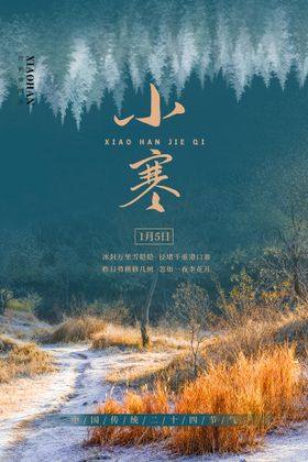 小寒海报节日插画宣传