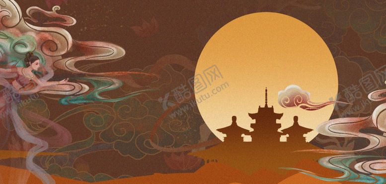 编号：99765602090716494555【酷图网】源文件下载-中秋国庆复古风海报背景