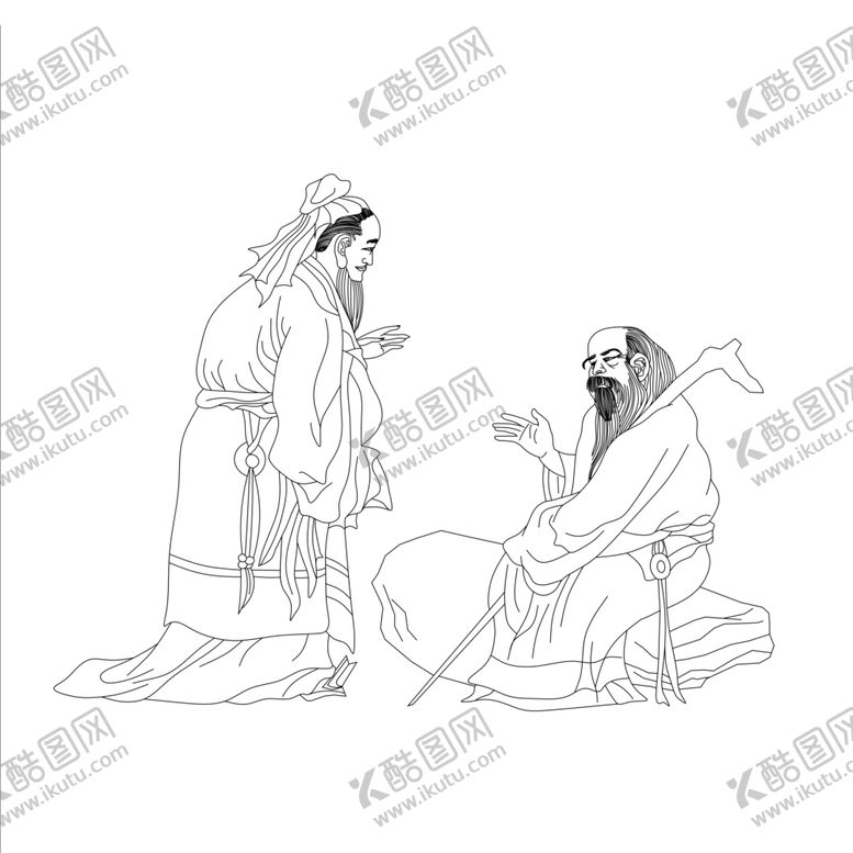 编号：82087307032108198578【酷图网】源文件下载-古代人物4线描
