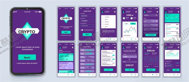 编号：50408209200548099674【酷图网】源文件下载-紫色系APP界面设计