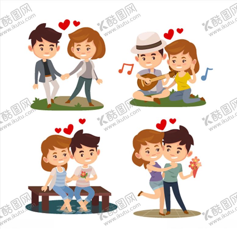 卡通情侣求爱气球兔子粉色兔子