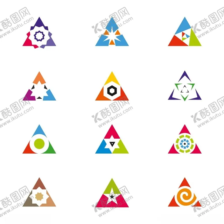 编号：39276306292045412768【酷图网】源文件下载-多彩三角形创意标志