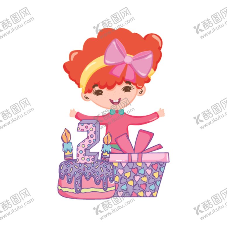 编号：61486005112232221201【酷图网】源文件下载-卡通生日女孩