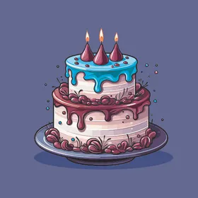 美味水果奶油蛋糕卡通矢量插画多层生日过生日免扣