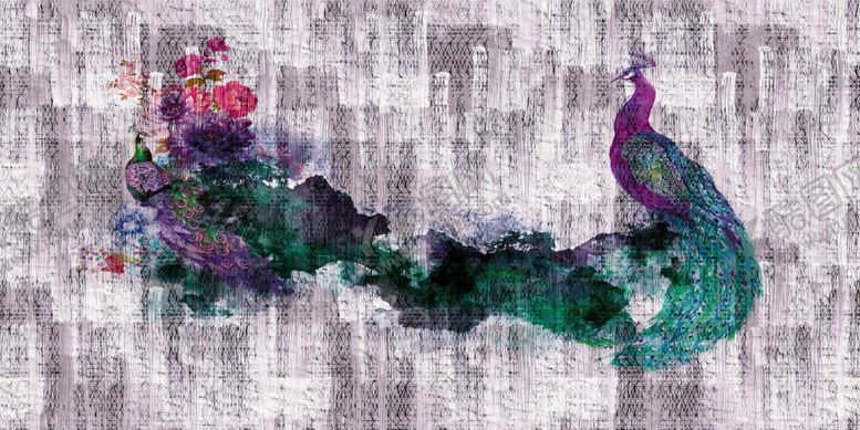 编号：81506203132027416773【酷图网】源文件下载-孔雀装饰画壁画