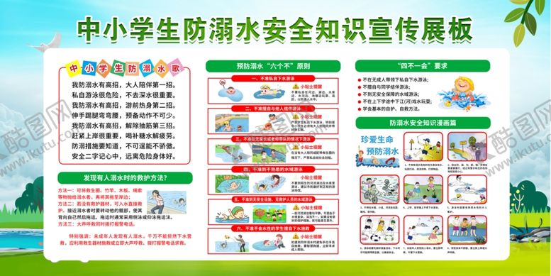 编号：60255307132052356357【酷图网】源文件下载-小学生溺水安全宣传展板