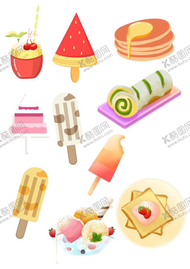 编号：11725402200052523199【酷图网】源文件下载-淡彩甜品