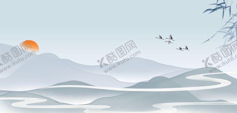 编号：43350904022010593295【酷图网】源文件下载-日出山水间国风背景