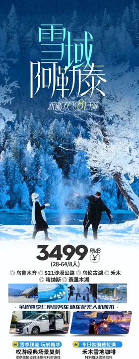 雪域阿勒泰旅游长图海报