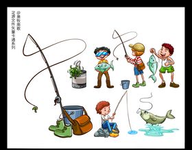 钓鱼卡通矢量AI源文件