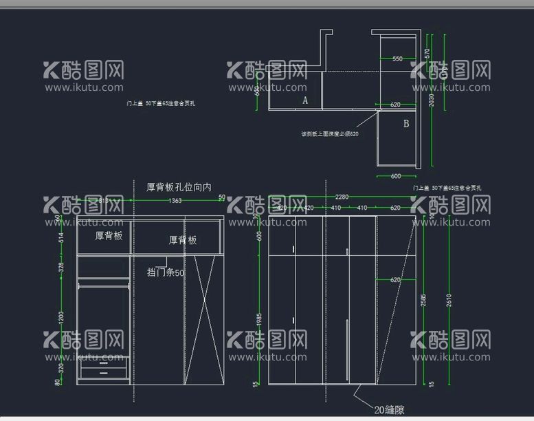 编号：90718610110955283926【酷图网】源文件下载-主卧卫生间门口衣柜施工设计方案