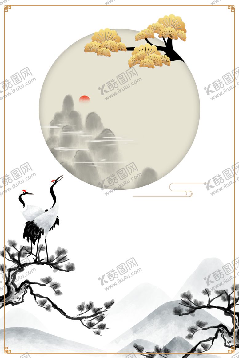 编号：59179110162330078549【酷图网】源文件下载-水墨中国风迎客松