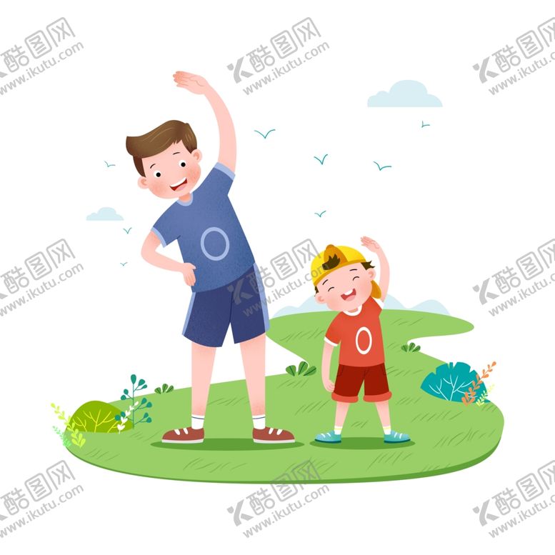 编号：34201009160008491070【酷图网】源文件下载-父亲节亲子锻炼身体人物元素