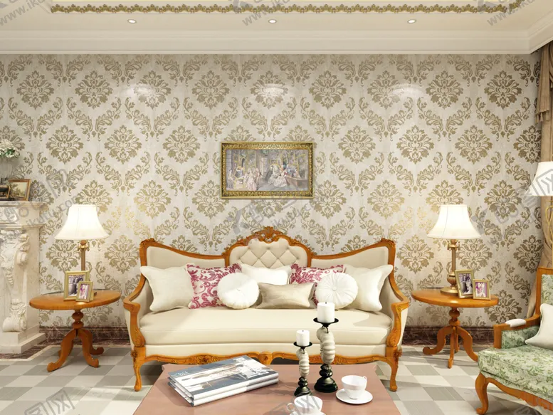 编号：75928304061502265164【酷图网】源文件下载-复古优雅客厅沙发装饰场景