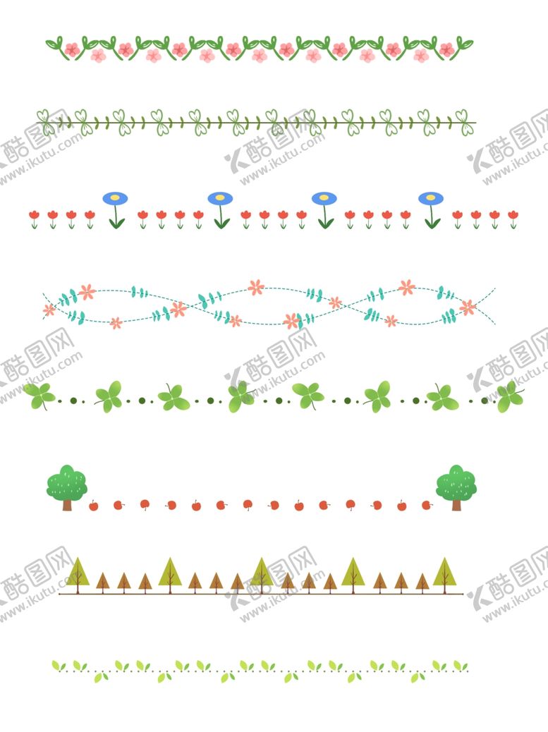 编号：38998609212032023164【酷图网】源文件下载-植物分割线分隔符套图