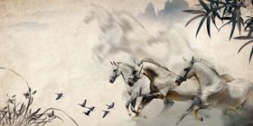 马到功成复古古风国风背景素材