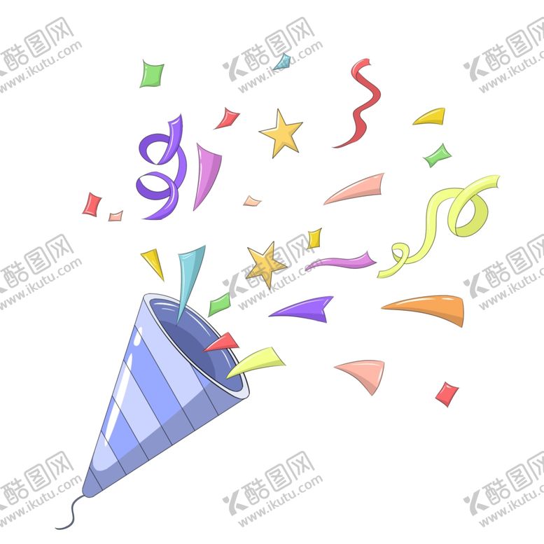 编号：91501707031346199710【酷图网】源文件下载-礼花庆祝卡通宣传喇叭飘带气氛
