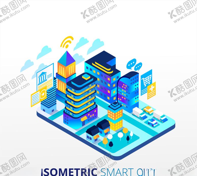 编号：95291710111355262282【酷图网】源文件下载-彩色立体智能城市