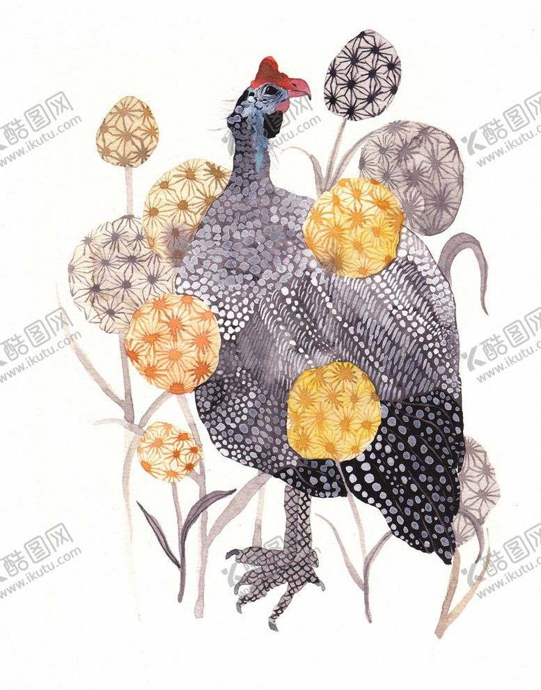 编号：30213610031606241055【酷图网】源文件下载-北欧风格淡色鸟禽水彩画