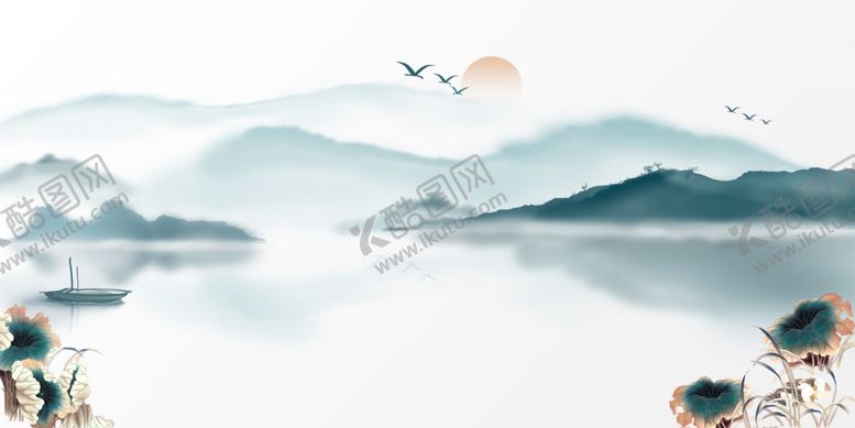 编号：32995207131208398185【酷图网】源文件下载-山水地产高端复古艺术山脉背景