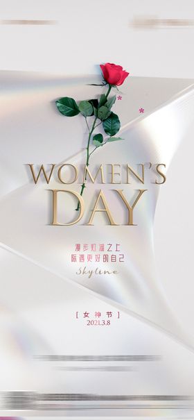 38女神节白色红玫瑰节气微信稿