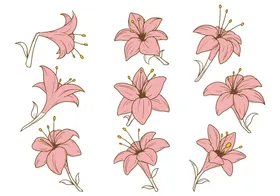 手绘花百合无缝素材数码印