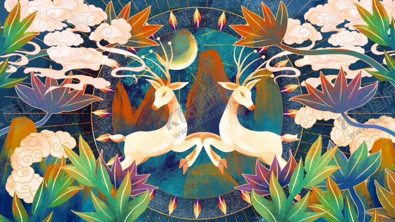 编号：76003904091807412859【酷图网】源文件下载-敦煌壁画复古插画背景素材