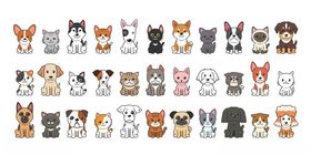 可爱猫狗卡通图案集合