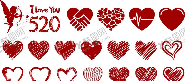 编号：36983910071825186405【酷图网】源文件下载-爱心手绘可爱心型