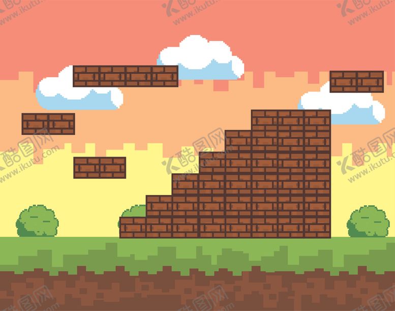 编号：96131710312341048352【酷图网】源文件下载-复古像素风游戏场景插画