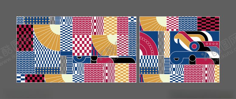 编号：50815111180124379460【酷图网】源文件下载-多彩几何拼接图案设计