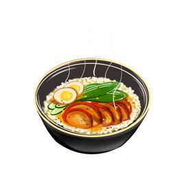 美味牛肉叉烧饭手绘插画