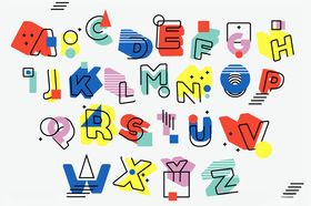 彩色孟菲斯风格字母矢量图