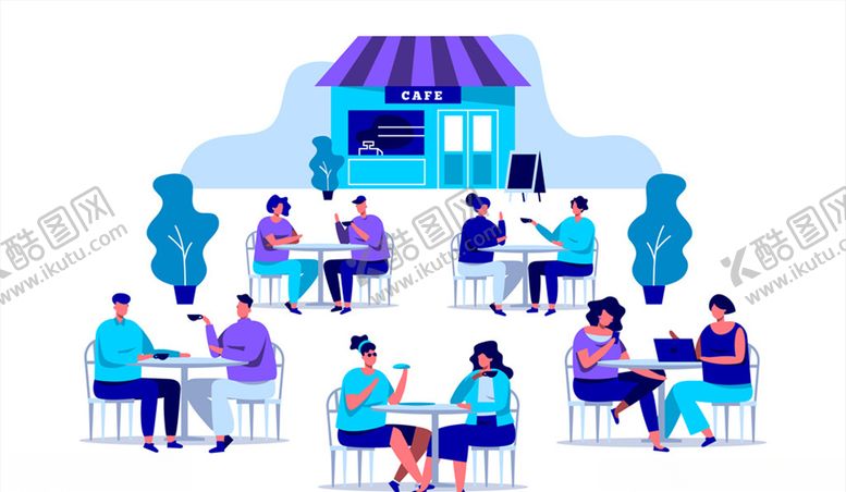 编号：39718310120937147850【酷图网】源文件下载-创意满员的室外咖啡馆