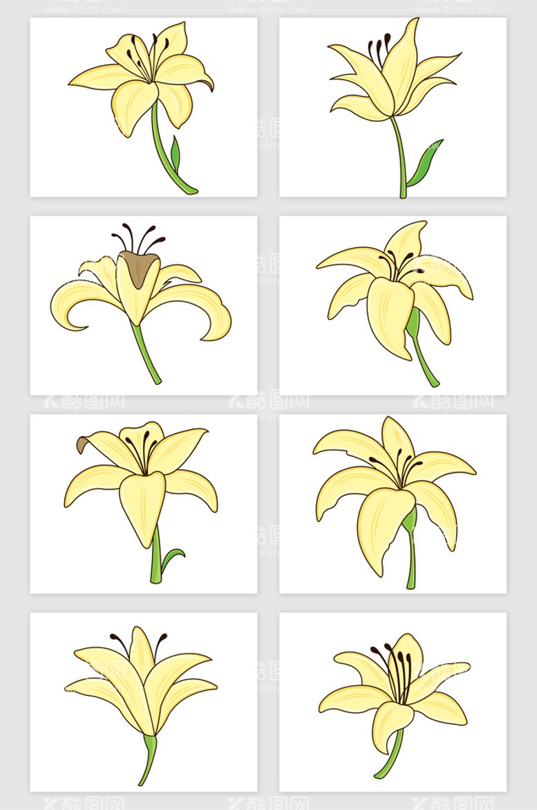 编号：61270809151250372617【酷图网】源文件下载-黄色百合花矢量素材矢量花朵
