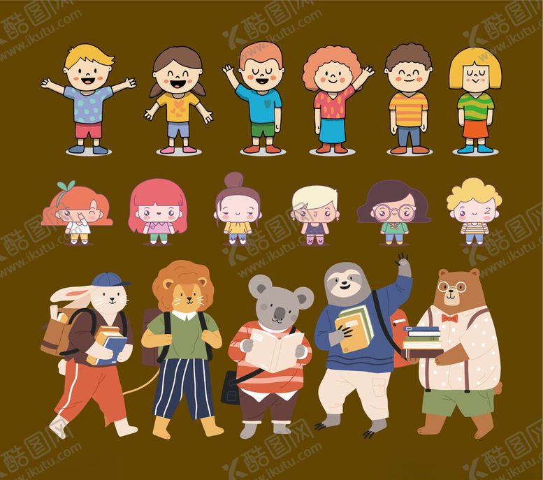 编号：81403311212103057451【酷图网】源文件下载-欢乐儿童与动物伙伴集合