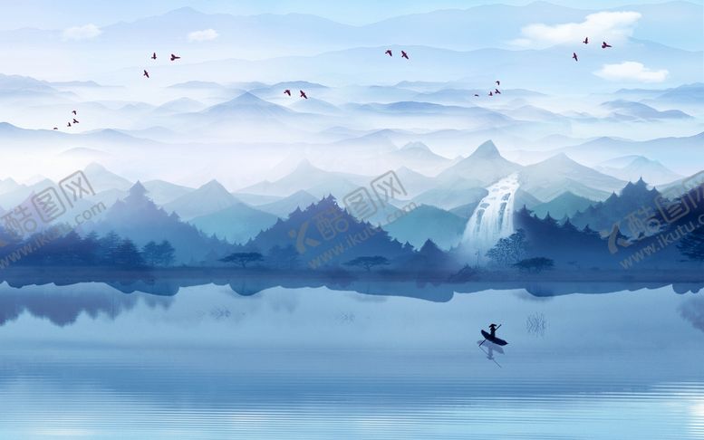 编号：02794309172210587362【酷图网】源文件下载-中式意境山水水墨国画