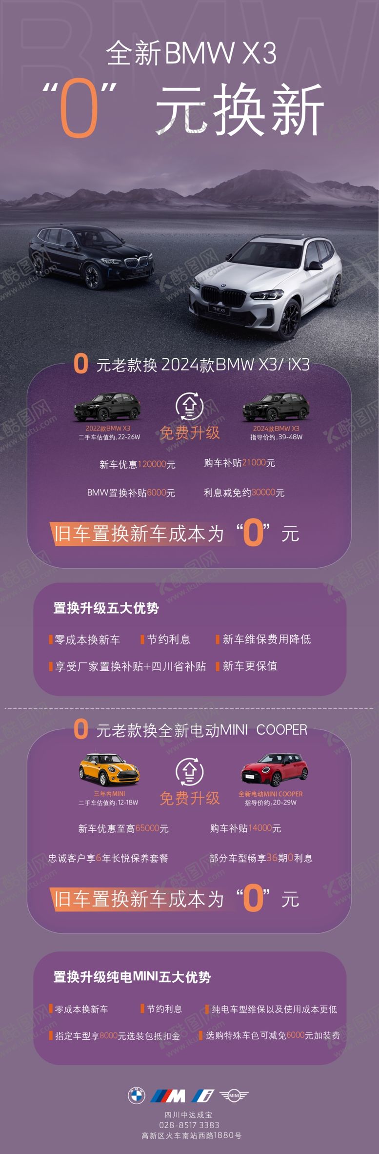 编号：50706611022016592864【酷图网】源文件下载-BMW宝马0元换新海报