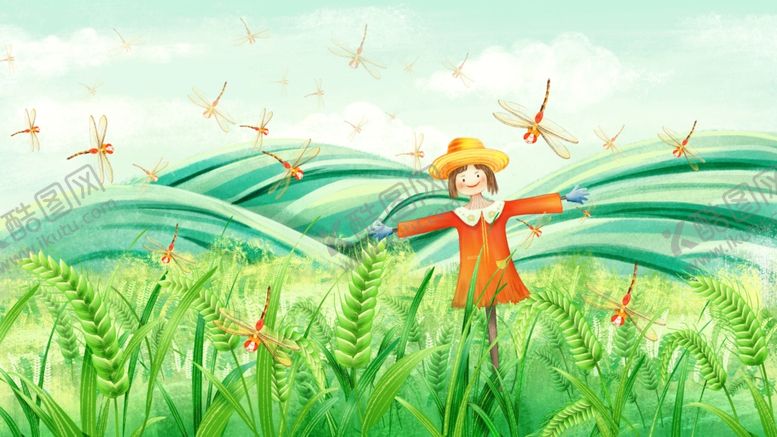 编号：93863611020533151906【酷图网】源文件下载-田野中张开双臂的红衣女孩