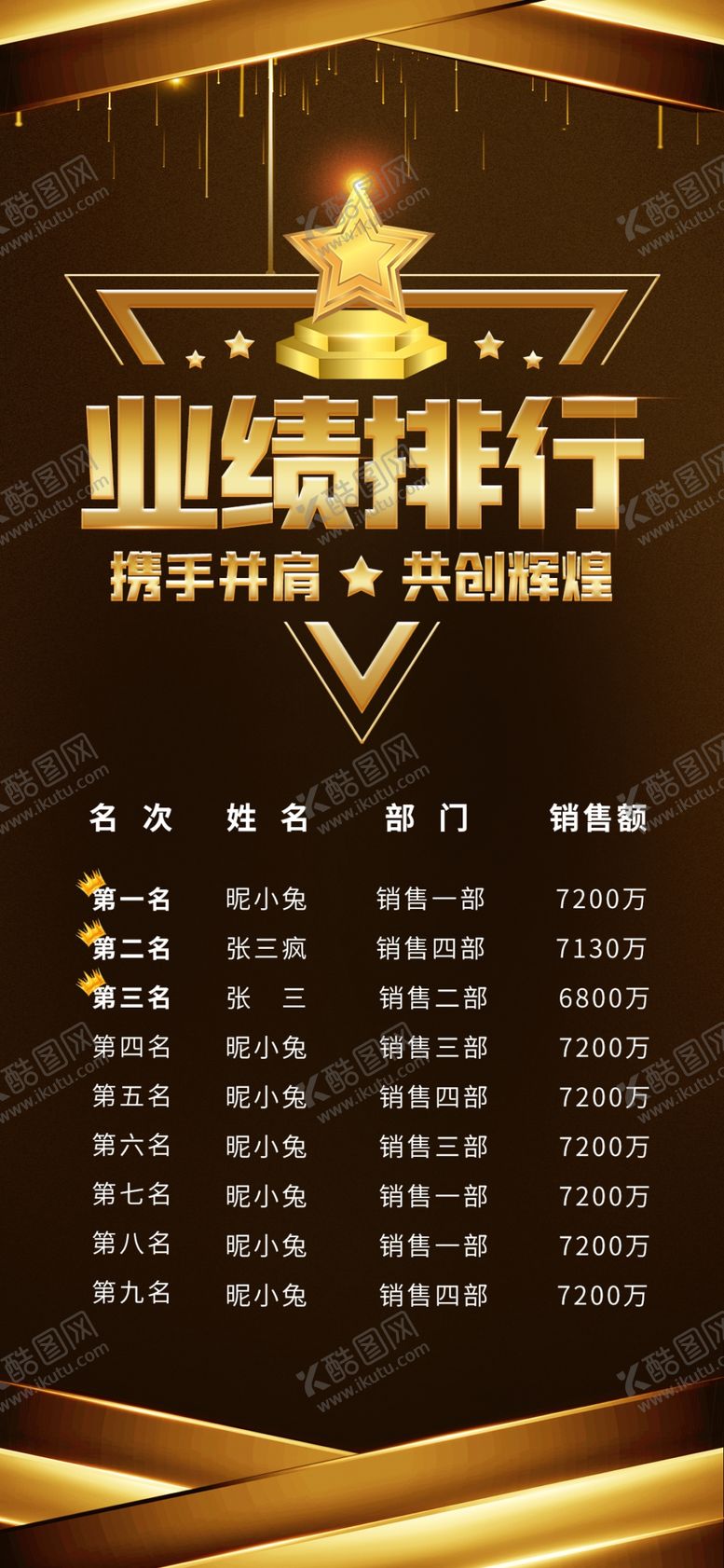 编号：37496210081322370132【酷图网】源文件下载-简约大气黑金商务风企业业绩排行