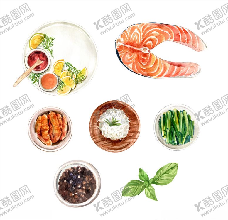 编号：57383210162252241402【酷图网】源文件下载-手绘美食
