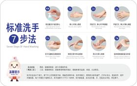 七步洗手法公共洗手间卫生间温馨提示