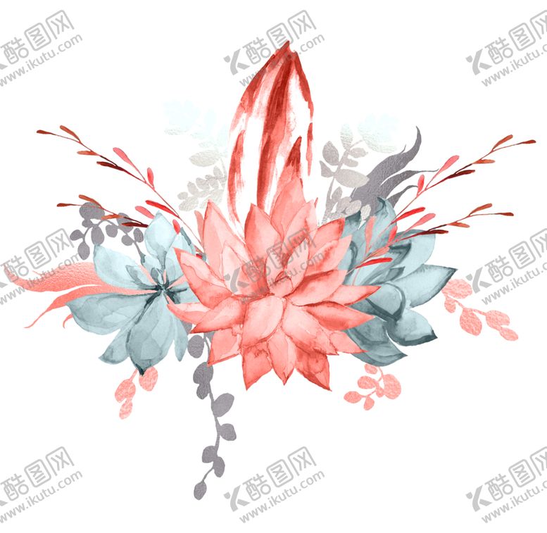编号：81095506271837221047【酷图网】源文件下载-水彩植物花朵装饰