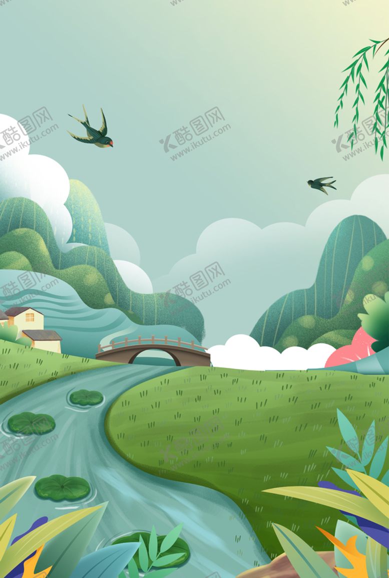 编号：32740109211727027094【酷图网】源文件下载-春天卡通风景