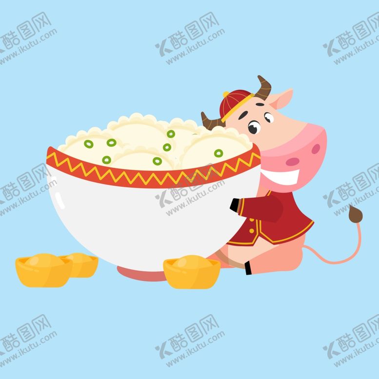 编号：84460303102023177093【酷图网】源文件下载-牛吃饺子